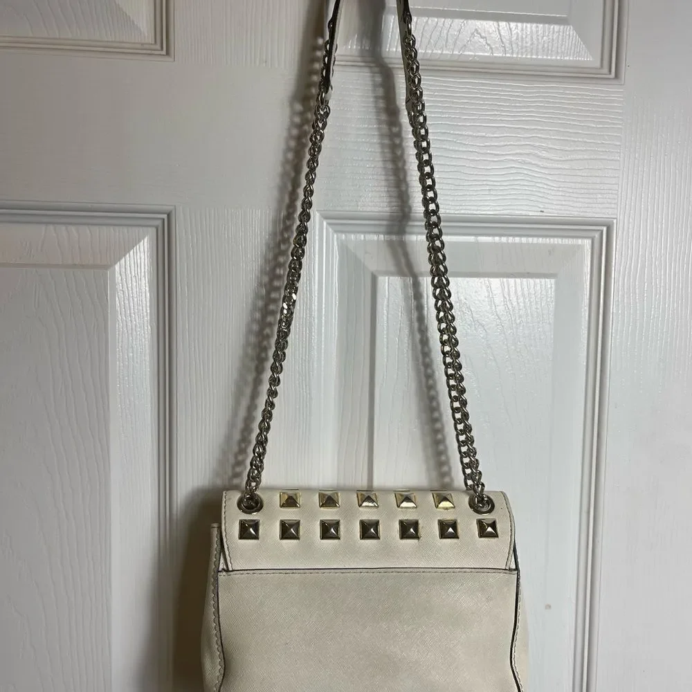 Michael Kors leather off white studded sloan shoulder bag gold tone Hard…
